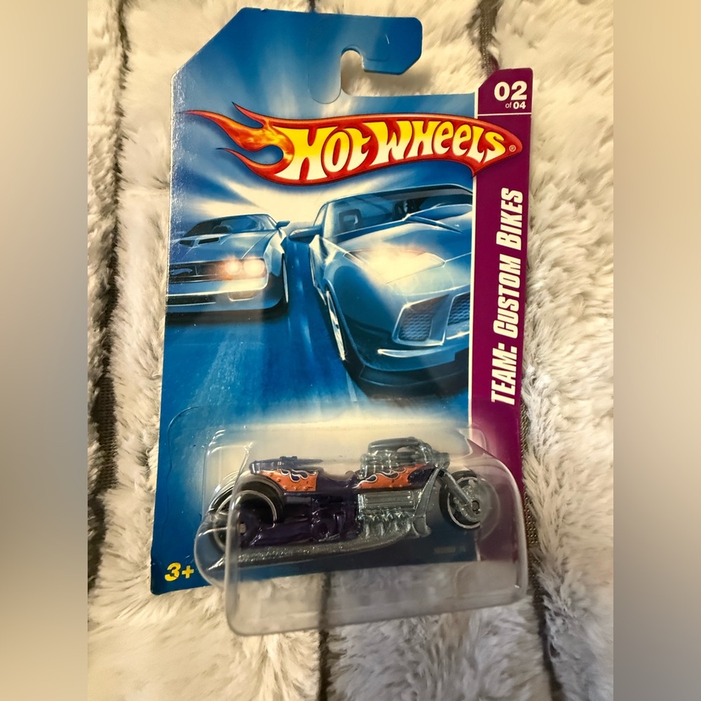 Hot Wheels Purple Custom Bike with Orange Flame Accents